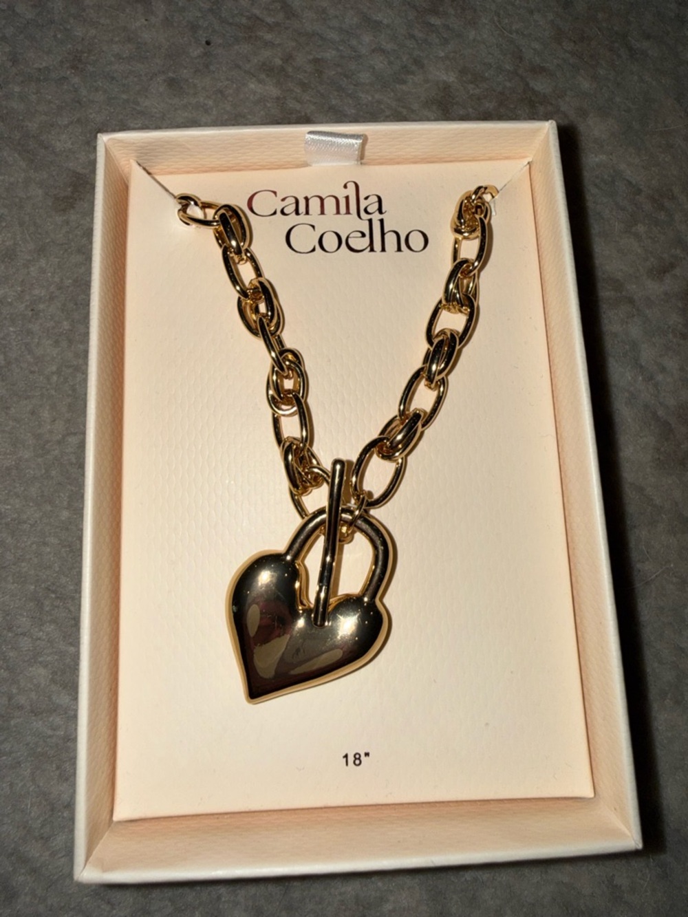 Camila Coelho Polished Gold Heart Toggle Chain Necklace